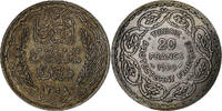 Tunisia 20 Francs Ahmad Pasha Bey, Paris, Silver -