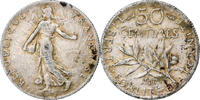 France 50 Centimes Semeuse, Paris, Silver, Gadoury:420 -