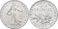 France 50 Centimes Semeuse, Paris, EF(40-45), Silver, KM:854 -