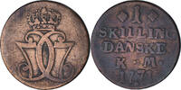 Denmark Skilling Coin, Christian VII, Copper, KM:616.1 -