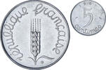 France 5 Centimes Épi, Paris, Stainless Steel, KM:927 -