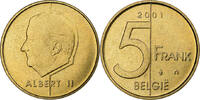 Belgium 5 Francs, 5 Frank Albert II, Brussels, Aluminum-Bronze -