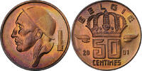 Belgium 50 Centimes Baudouin I, Bronze, KM:148.1 -