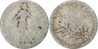 France 50 Centimes Semeuse, Paris, Silver, KM:854 -