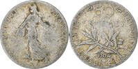 France 50 Centimes Semeuse, Paris, Silver, KM:854 -