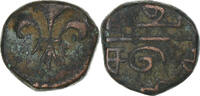 French India Doudou Louis XV, Pondicherry, Bronze, EF(40-45) -