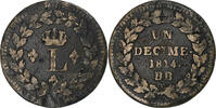 France Décime. Louis XVIII, Strasbourg, Copper -