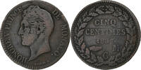 Monaco 5 Centimes Honore V, Copper, Gadoury:MC102 -