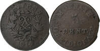 France 5 Centimes Louis XVIII, Anvers, Siège d'Anvers, Bronze -
