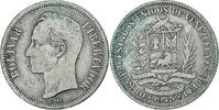 Venezuela 2 Bolivares Philadelphia, Silver, KM:23a -