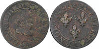 France Double Tournois Henri IV, Lyon, Copper, Gadoury:538 -