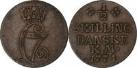 Denmark 1/2 Skilling Christian VII, Copenhagen, Copper -