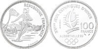 France 100 Francs 1992 Olympics, Albertville, Ice Skating, MDP, Silver -