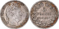 France 5 Francs Coin, Louis-Philippe, Marseille, Silver -
