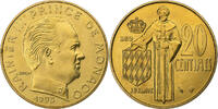Monaco 20 Centimes Rainier III, MDP, Série BU, Aluminum-Bronze -