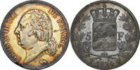 France 5 Francs Louis XVIII, Lille, Silver, Gadoury:614 -