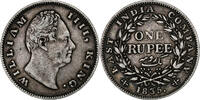 East India Company 1 Rupee William IV, Calcutta, Silver -