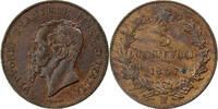 Italy 5 Centesimi Vittorio Emanuele II, Milan, Copper, KM:3.2 -