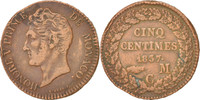Monaco 5 Centimes, Cinq Coin, Honore V, Copper -