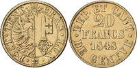 Canton of Geneva 20 Francs Geneva, Gold -