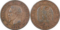 France 2 Centimes Napoleon III, Lyon, Anchor, Small lion, Bronze -