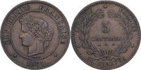 France 5 Centimes Cérès, Paris, Small A, Bronze -