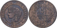 France 5 Centimes Cérès, Bordeaux, Bronze, Gadoury:157a -