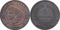 France 5 Centimes Cérès, Paris, Bronze, Gadoury:157a -