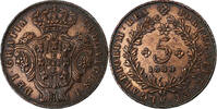 Portugal 5 Reis Açores, Luiz I, Copper, KM:13 -