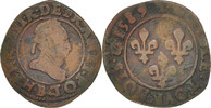 France Double Tournois Coin, Rouen, Copper, Sombart:4092 -