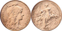 France 5 Centimes Dupuis, Paris, Bronze, Gadoury:165, KM:842 -