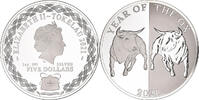 Tokelau 5 dollars, 1 oz Elizabeth II, année du boeuf, Pobjoy Mint -