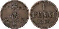 Finland Penni 1865 Alexander II, Copper, KM:1.1 SS 752.63 元  ＋  41.42 元 运费
