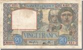 France 20 Francs Banknote, 20 F 1939-1942 ''Science et Travail'' -