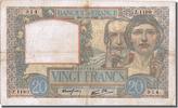 France 20 Francs Banknote, 20 F 1939-1942 ''Science et Travail'' -