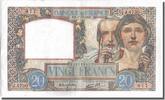 France 20 Francs Banknote, 20 F 1939-1942 ''Science et Travail'' -