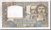 France 20 Francs Banknote, 20 F 1939-1942 ''Science et Travail'' -