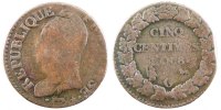 France 5 Centimes Coin, Dupré, Geneva, Bronze, Gadoury:126a -