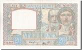 France 20 Francs Banknote, 20 F 1939-1942 ''Science et Travail'' -