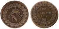 France Decime Coin, Napoléon I, Strasbourg, Bronze -