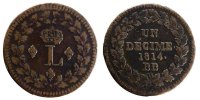 France Decime Coin, Louis XVIII, Strasbourg, Bronze -