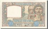 France 20 Francs Banknote, 20 F 1939-1942 ''Science et Travail'' -