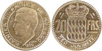 Monaco 20 Francs Coin, Aluminium-Bronze, Gadoury:140 -