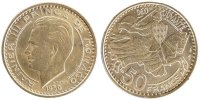 Monaco 50 Francs, Cinquante Coin, Rainier III -