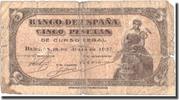 Spain 5 Pesetas Banknote, 1937-07-18, KM:106a -
