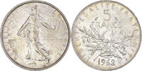 France 5 Francs Coin, Semeuse, Paris, Silver, KM:926 -