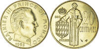 Monaco 20 Centimes Coin, Rainier III, Aluminum-Bronze -