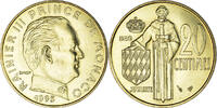 Monaco 20 Centimes Coin, Rainier III, Aluminum-Bronze -