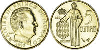 Monaco 5 Centimes Coin, Rainier III, Aluminum-Bronze, KM:156 -