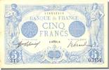 France 5 Francs Banknote, 5 F 1912-1917 ''Bleu'', 1915-08-09 -